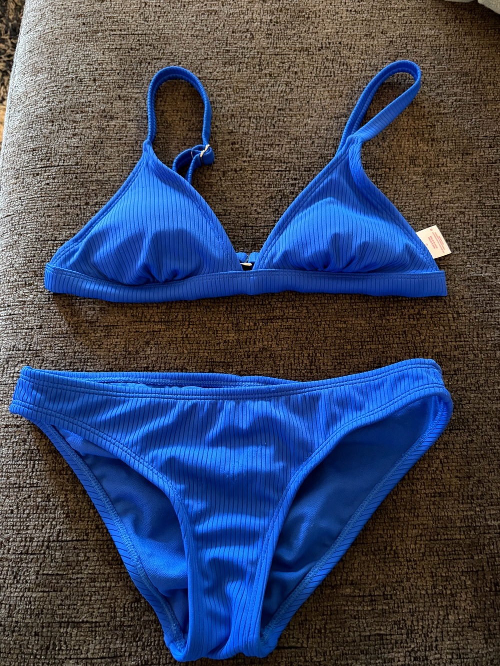 blue bikini top and bottom